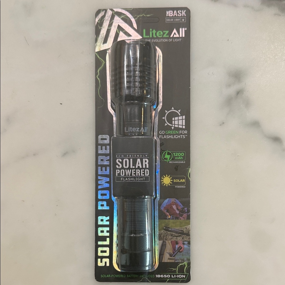 LitezAll Solar Powered Flashlight - Black